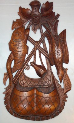 carved mahogany match holder